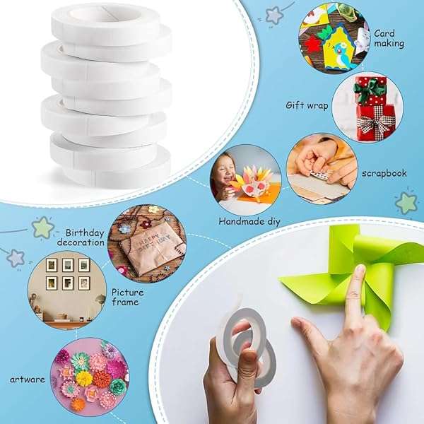 Double Sided Tape for Crafts Adhesive Tape for Arts Photography Gift Box Scrapbooking White 10 Pa...