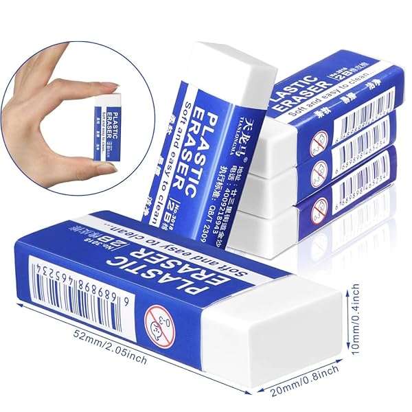 Erasers and Pencil Rubbers, Large, 15 Pack