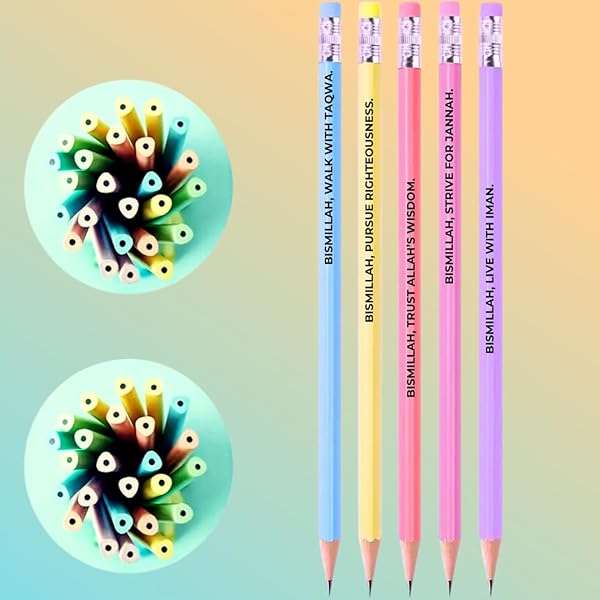 Pastel Pencils as Islamic Gifts with Muslim Quotes 10 Pack