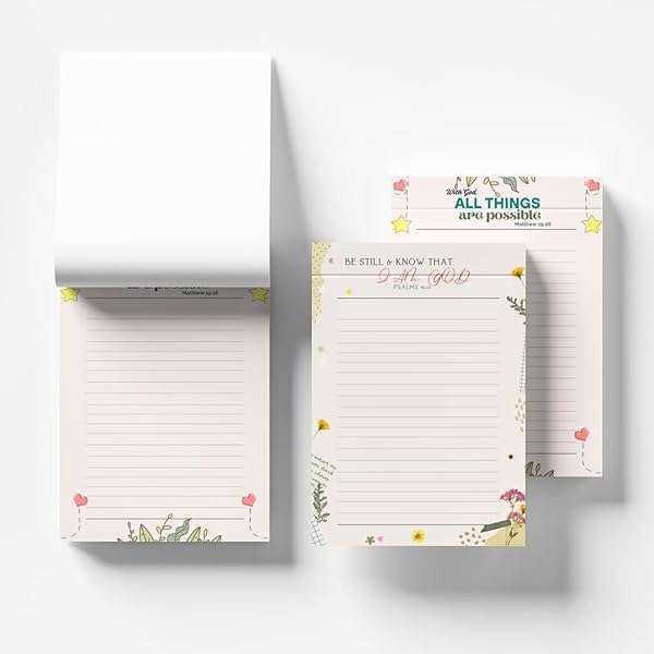 Bible Notepads and Writing Pad with Verses and Faith Quotes 2 Pack