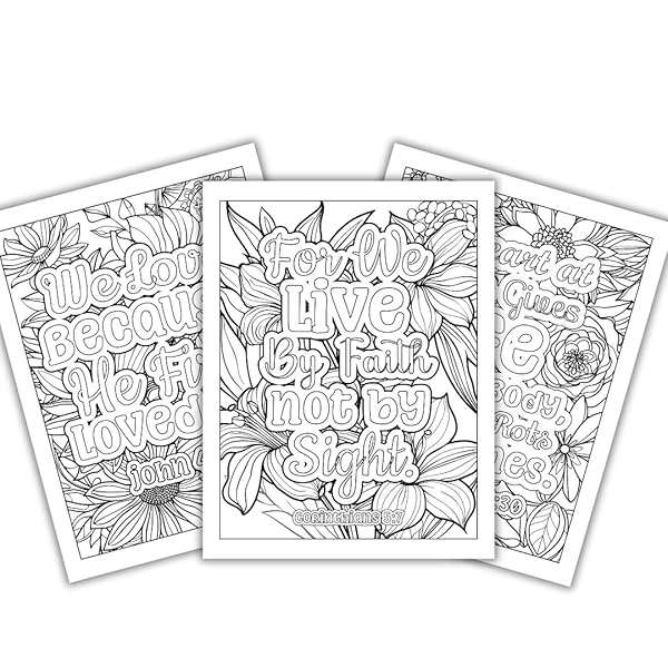 Bible Verses Coloring Book with Faith Quotes and Coloring Pens [Ring-bound] Valenna
