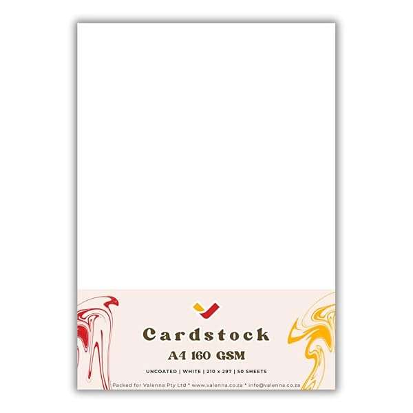 White Cardstock A4 160 GSM 50 Pack UnCoated 160GSM Project Board for Crafts and DIY Projects