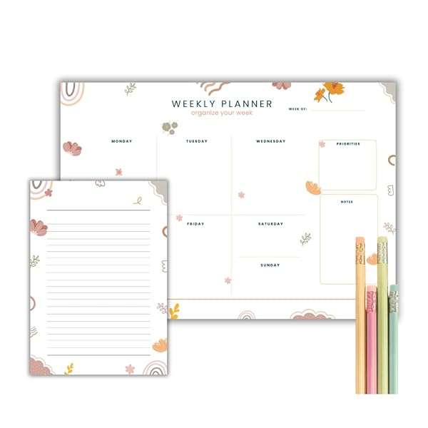 A3 Weekly Family Desk Planner Combo, Floral