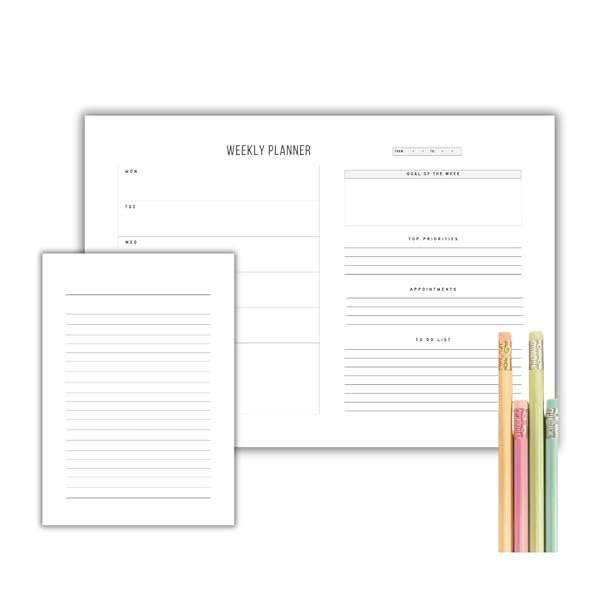 A3 Weekly Desk Planner Combo, Minimalistic