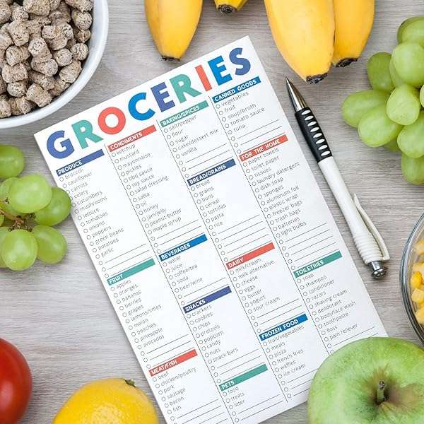 Sweetzer & Orange FastCheck Grocery List Magnet Pad for Fridge. 6x9 Magnetic Notepad with Prin...