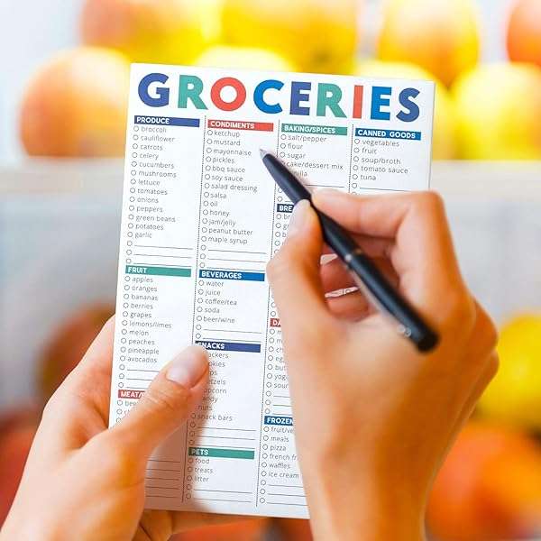 Sweetzer & Orange FastCheck Grocery List Magnet Pad for Fridge. 6x9 Magnetic Notepad with Prin...