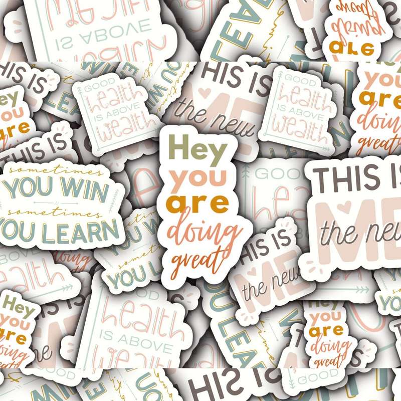 Affirmation Stickers and Motivational Sticker Pack with Positive Journal Encouraging Quotes for S...