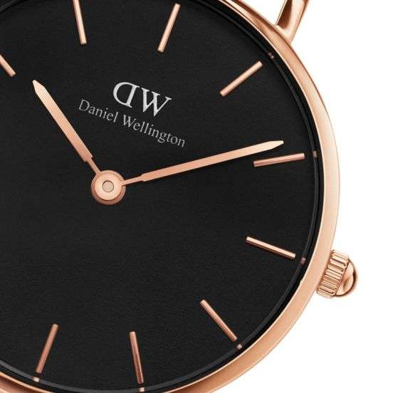 Daniel Wellington Women's Watch - Bristol Brown Leather (DW00100221) - Black Dial Rose Gold Case