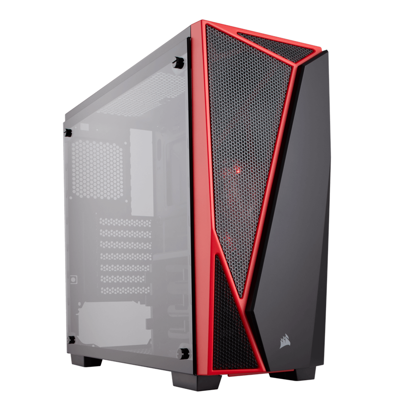 Carbide Series® SPEC-04 Tempered Glass Mid-Tower Gaming Case  Black/Red