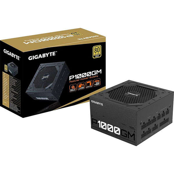 Gigabyte GP P1000GM1000W 80 Plus Gold Fully Modular Black Desktop Power Supply Preowned