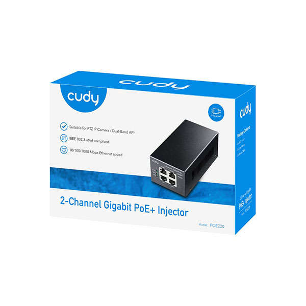 Cudy POE220 30W Gigabit 2 Channel PoE+/PoE Injector Black