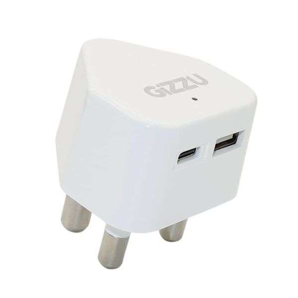 Gizzu GWCUC20W Wall Charger Type C 20W|USB SA 3 Prong  White