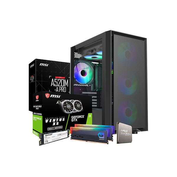 PCBuilder Scout AMD Ryzen 5 5500 1TB Solid State Drive  16GB Ram Windows 11 Gaming PC
