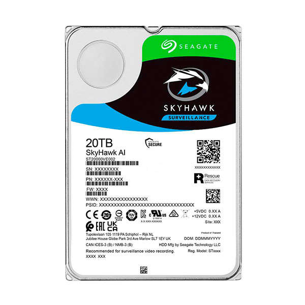Seagate ST20000VE002 SkyHawk AI 20TB SATA 6Gb/s 256MB Cache 3.5 Inch OEM Internal Hard Drive