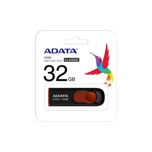 Adata AC008 USB 2.0 32GB Capless Sliding Flash Drive Black &amp; Red