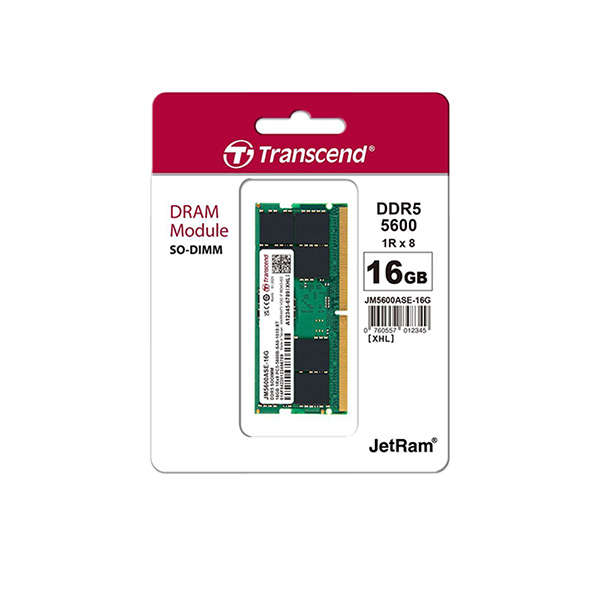Transcend JM5600ASE-16G JetRam 16GB (1x16GB) DDR5-5600 CL46 1.1V SO-DIMM Notebook Memory