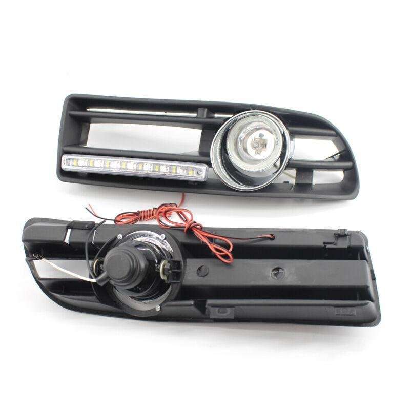 Pair of Car GRILLE With FOG LIGHT Fit FOR VW JETTA BORA MK4 99-04 LED Clear Lens