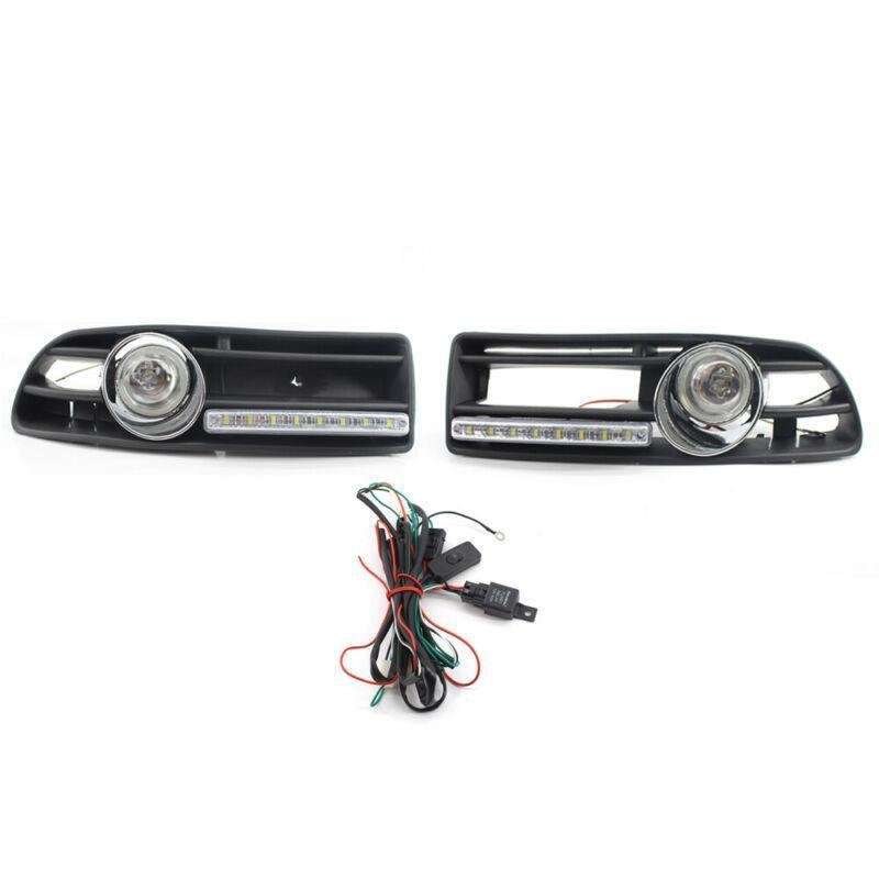 Pair of Car GRILLE With FOG LIGHT Fit FOR VW JETTA BORA MK4 99-04 LED Clear Lens