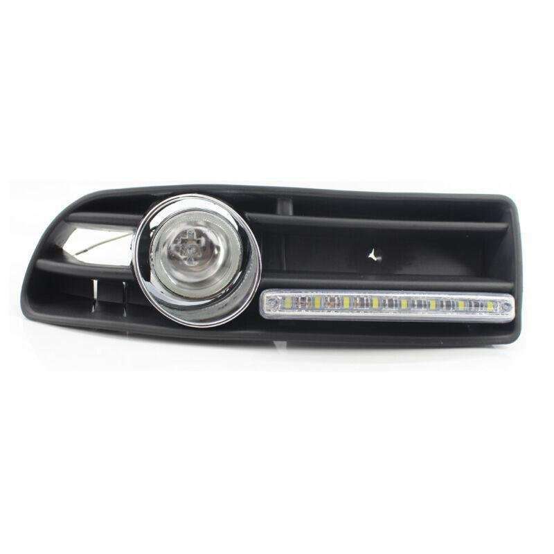 Pair of Car GRILLE With FOG LIGHT Fit FOR VW JETTA BORA MK4 99-04 LED Clear Lens