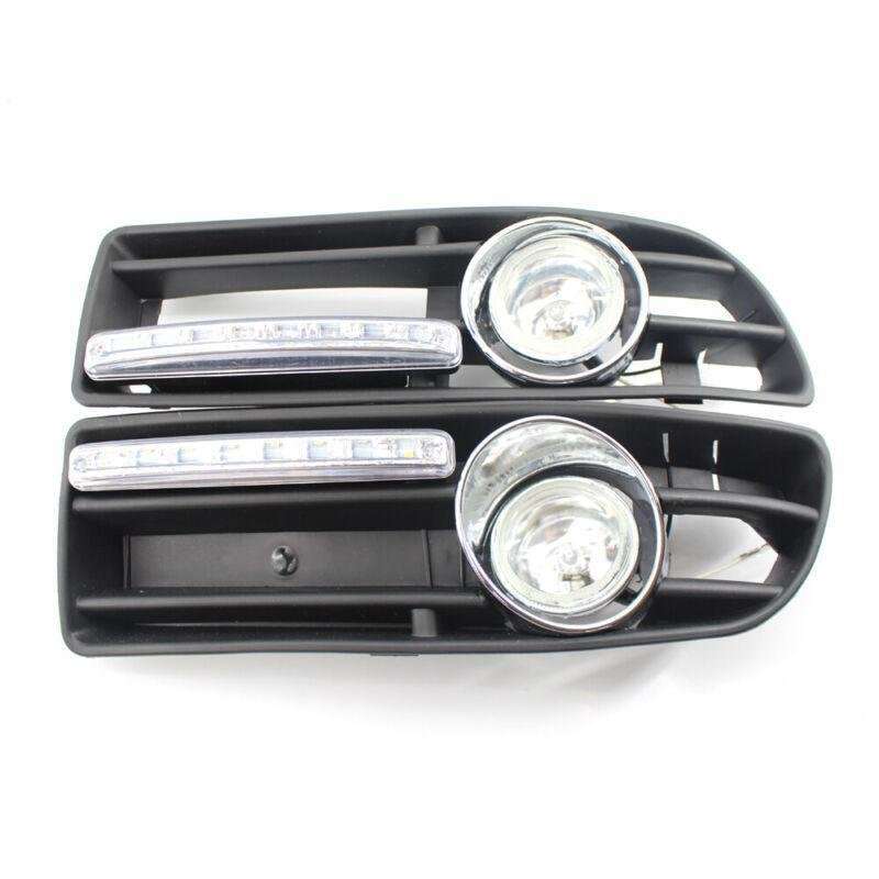 Pair of Car GRILLE With FOG LIGHT Fit FOR VW JETTA BORA MK4 99-04 LED Clear Lens