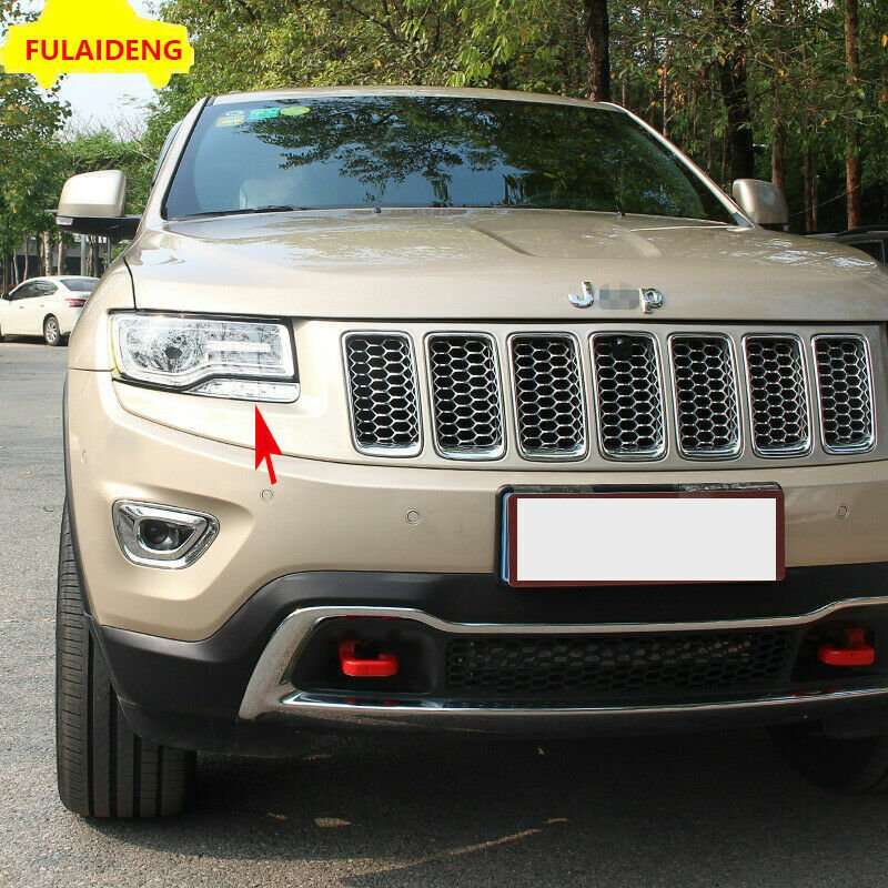 6pc For Jeep Grand Cherokee 2014-2020 Chrome Front Headlight Cleaner Washer Trim