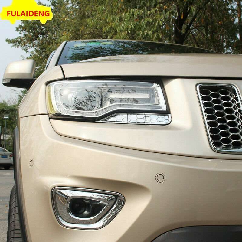 6pc For Jeep Grand Cherokee 2014-2020 Chrome Front Headlight Cleaner Washer Trim