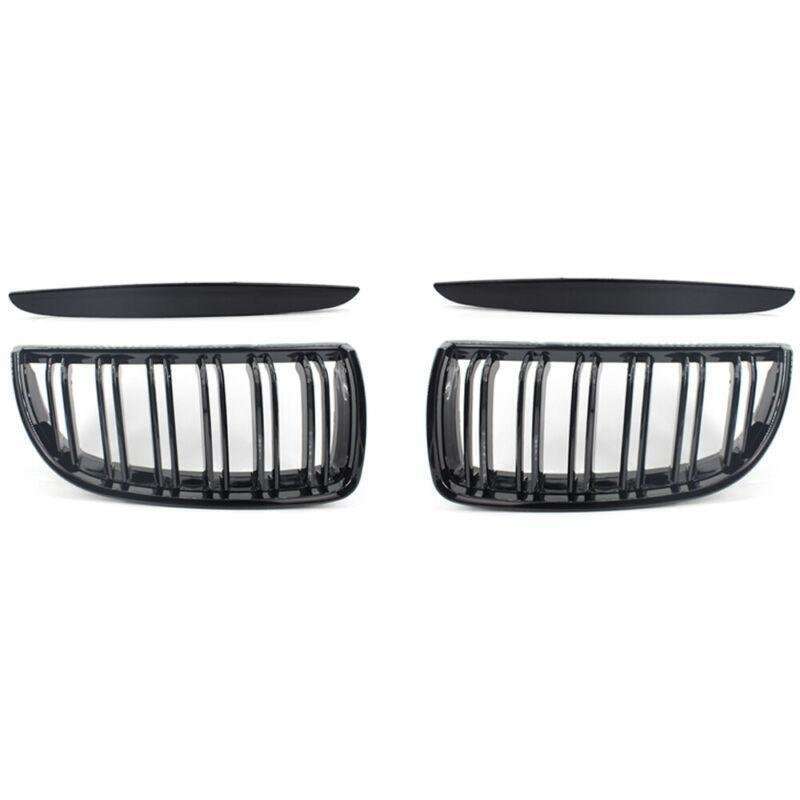 Front Center Wide Grille Gloss Black Double Line fit for BMW Kidney E90 91 05-08