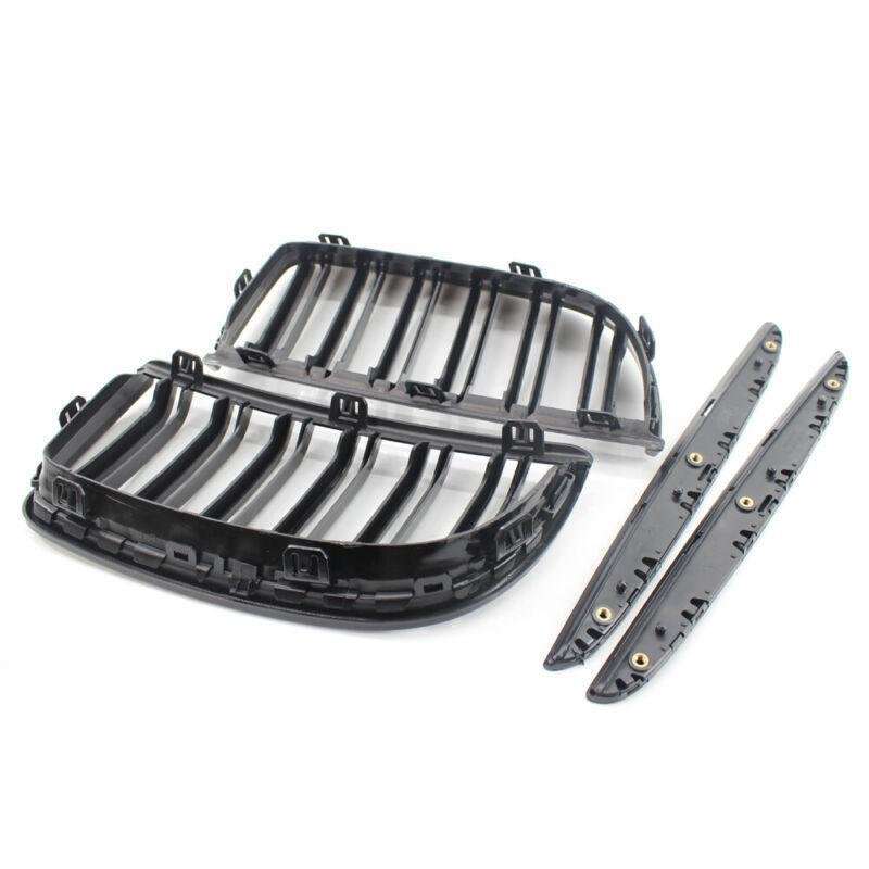 Front Center Wide Grille Gloss Black Double Line fit for BMW Kidney E90 91 05-08