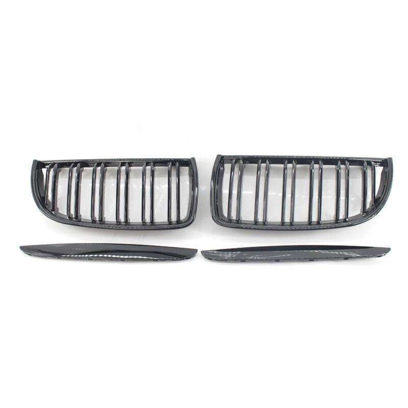 Front Center Wide Grille Gloss Black Double Line fit for BMW Kidney E90 91 05-08