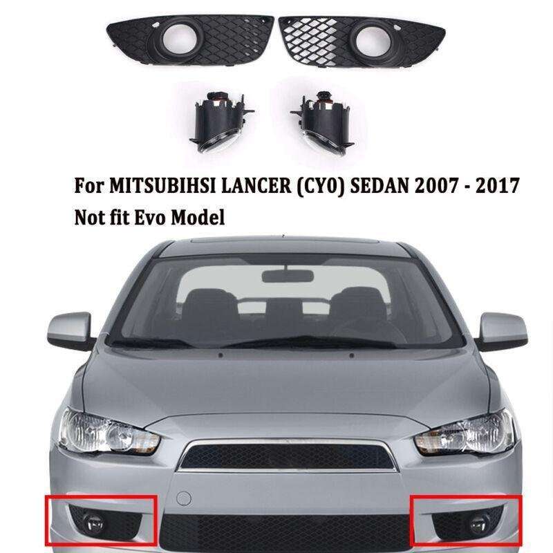 For 2007-2017 Mitsubishi Lancer Clear Lens 1 pair Front Bumper Fog Light Grille