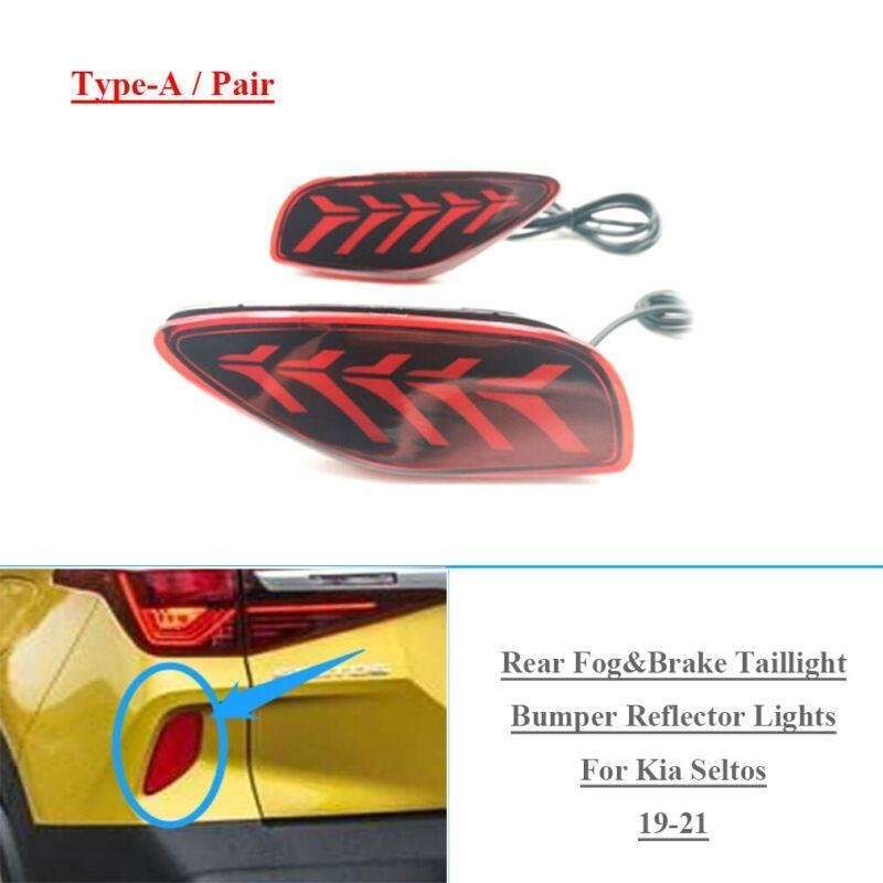 Rear Fog&amp;Brake Taillight Bumper Reflector Lights For Kia Seltos 19-21 Pair A