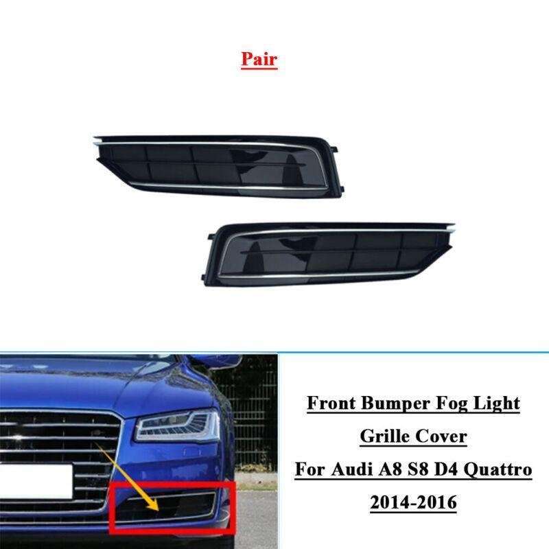 2x Front Bumper Fog Lamp Grille Cover For Audi A8 S8 D4 Quattro 2014-2016 LR