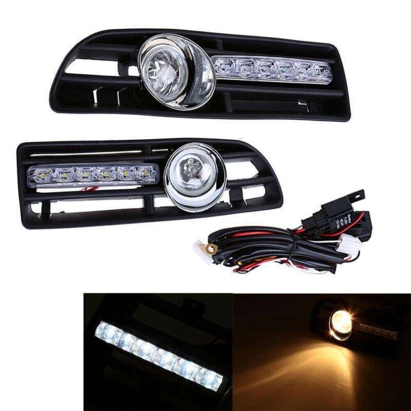 Car GRILLE FOG Light Fit FOR VW JETTA BORA MK4 99-04 LED DRL (white)