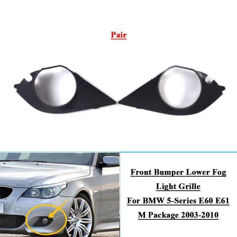 2x Front Bumper Fog Light Grilles For BMW 5-Series E60 E61 M Package 2003-2010