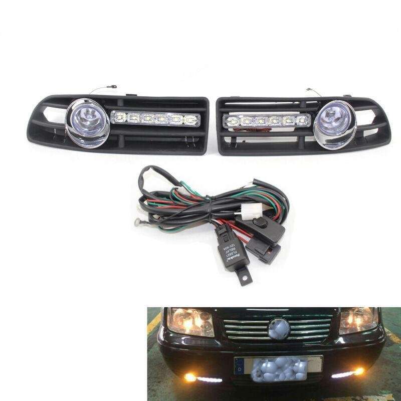 Car Blue FOG Light Fit FOR VW JETTA BORA MK4 99-04 Plus LED DRL (white)