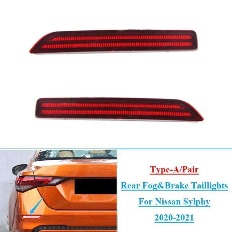 Pair Rear Fog&amp;Brake Taillight Bumper Reflector Lights For Sylphy 20-21 A