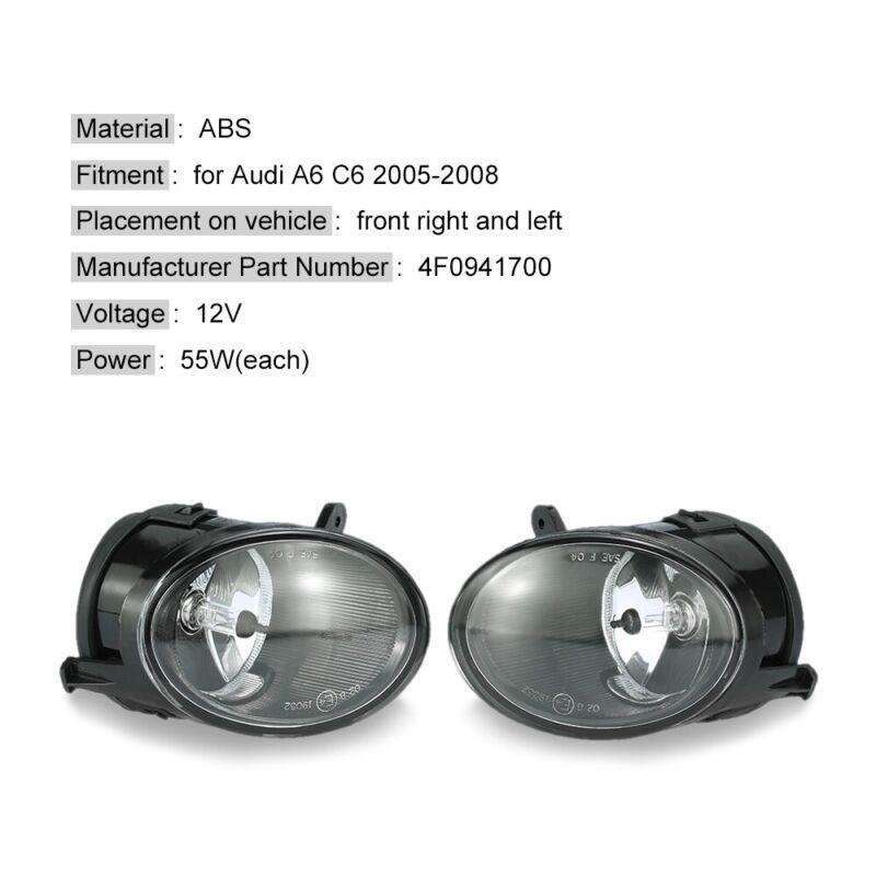 1 Pair of Car Front Fog Lights Lamp w/ Bulb Fit For Audi A6 C6 05-08 4F0941700