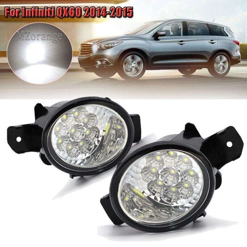 LED Pair Front Bumper Fog Light Driving Lamp For Infiniti QX60 14-15 Replacement