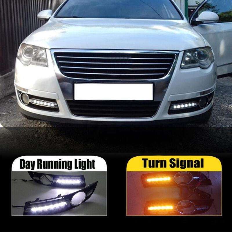 For Volkswagen Magotan 07-11 Pair Daytime Running Light LED Fog Head Lamp DRL