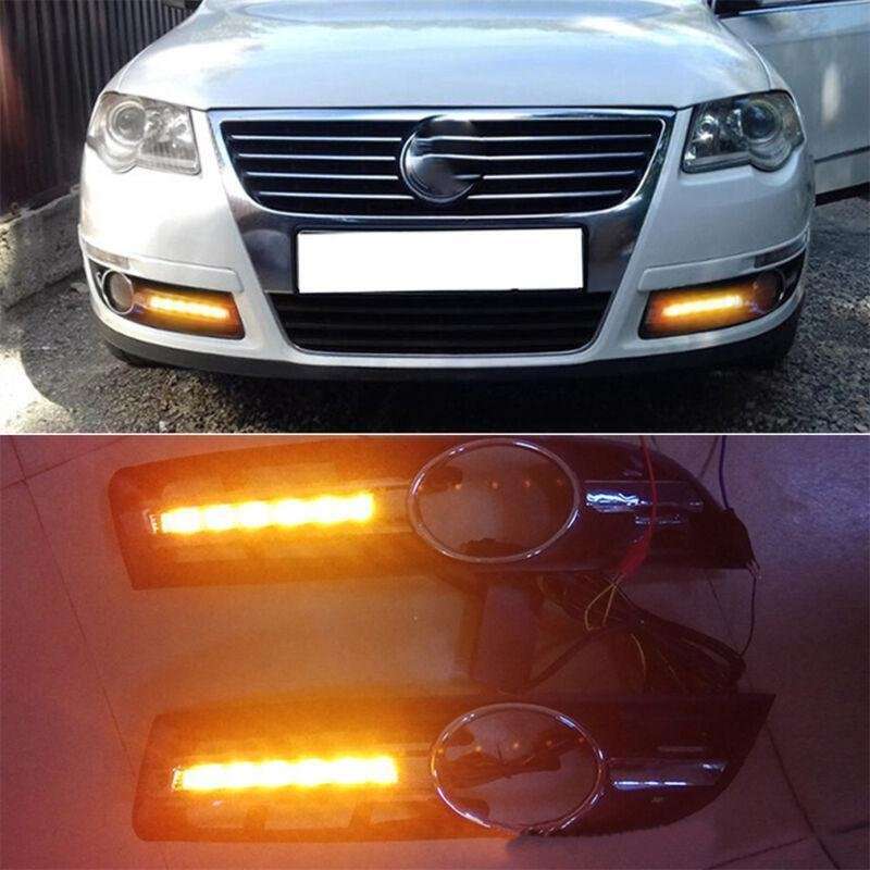 For Volkswagen Magotan 07-11 Pair Daytime Running Light LED Fog Head Lamp DRL