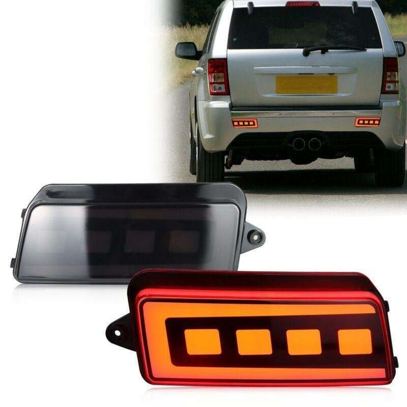 Smoked Rear Reflector LED Tail Brake Signal Lights For 05-10 Jeep Grand Cherokee