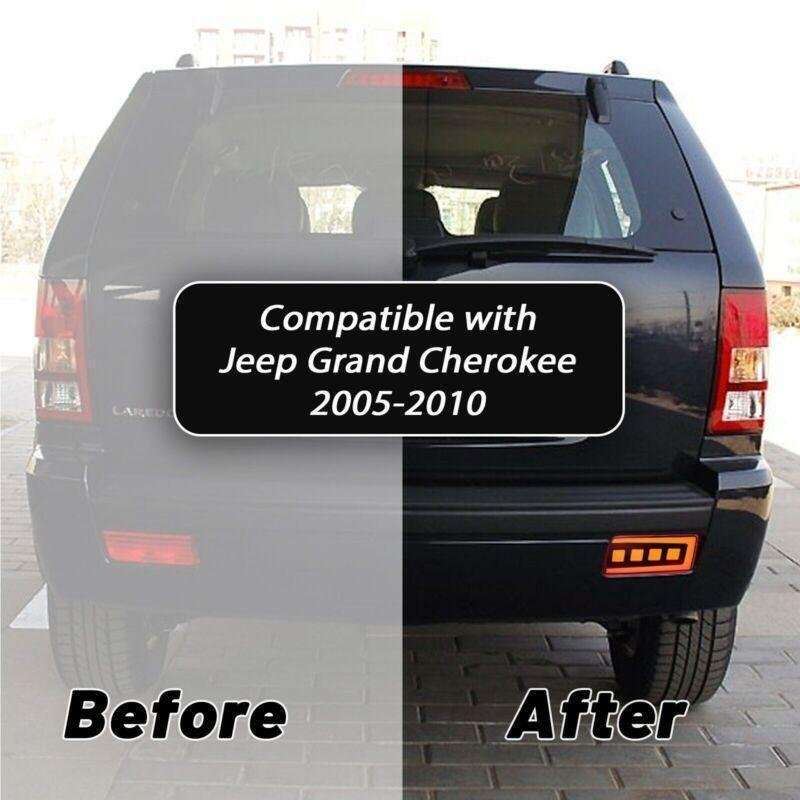 Smoked Rear Reflector LED Tail Brake Signal Lights For 05-10 Jeep Grand Cherokee