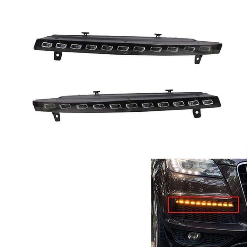 Pair Front Bumper DRL Daytime Running Light Turn Signal Lamp For AUDI Q7 10-2015