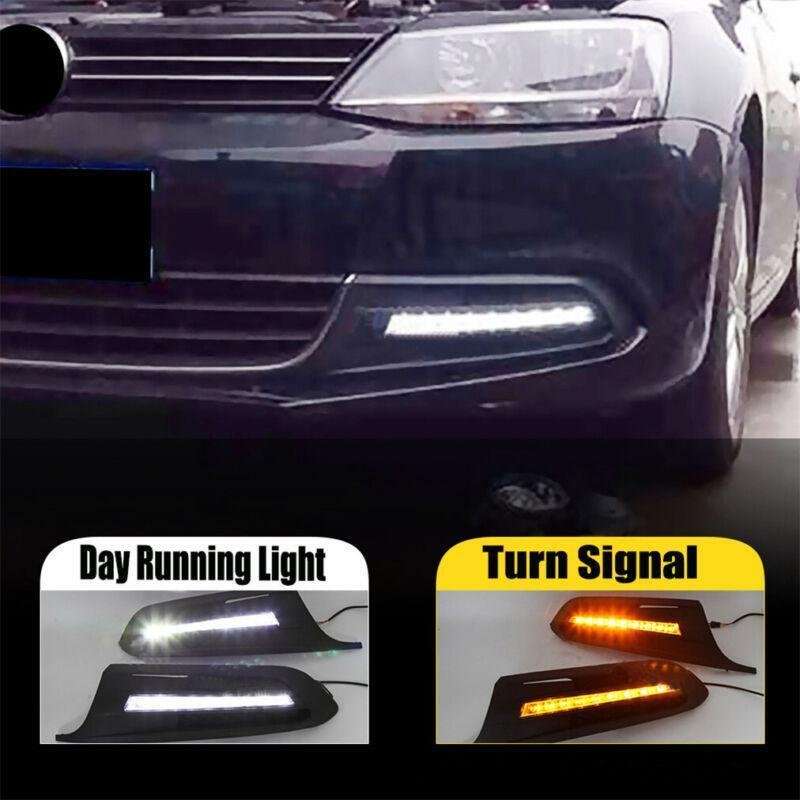 For Volkswagen Sagitar 12-14 Pair Daytime Running Light LED Fog Head Lamp DRL