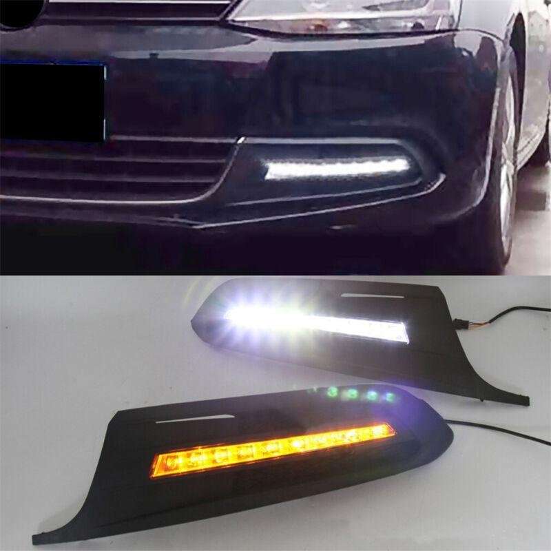 For Volkswagen Sagitar 12-14 Pair Daytime Running Light LED Fog Head Lamp DRL