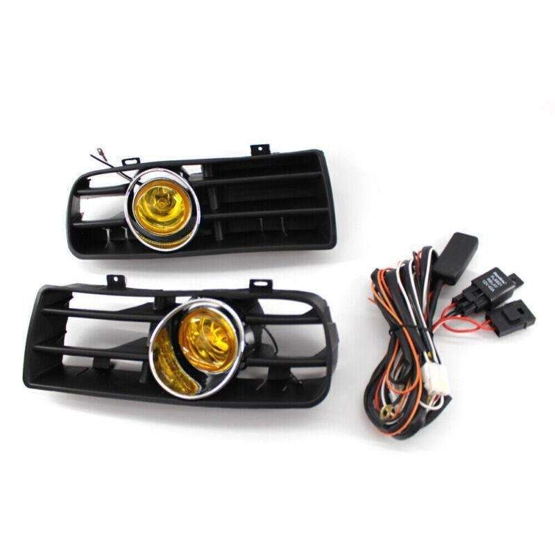 Pair Of Front Bumper Grill Yellow Fog Light Grille for VW Golf MK4 97-03