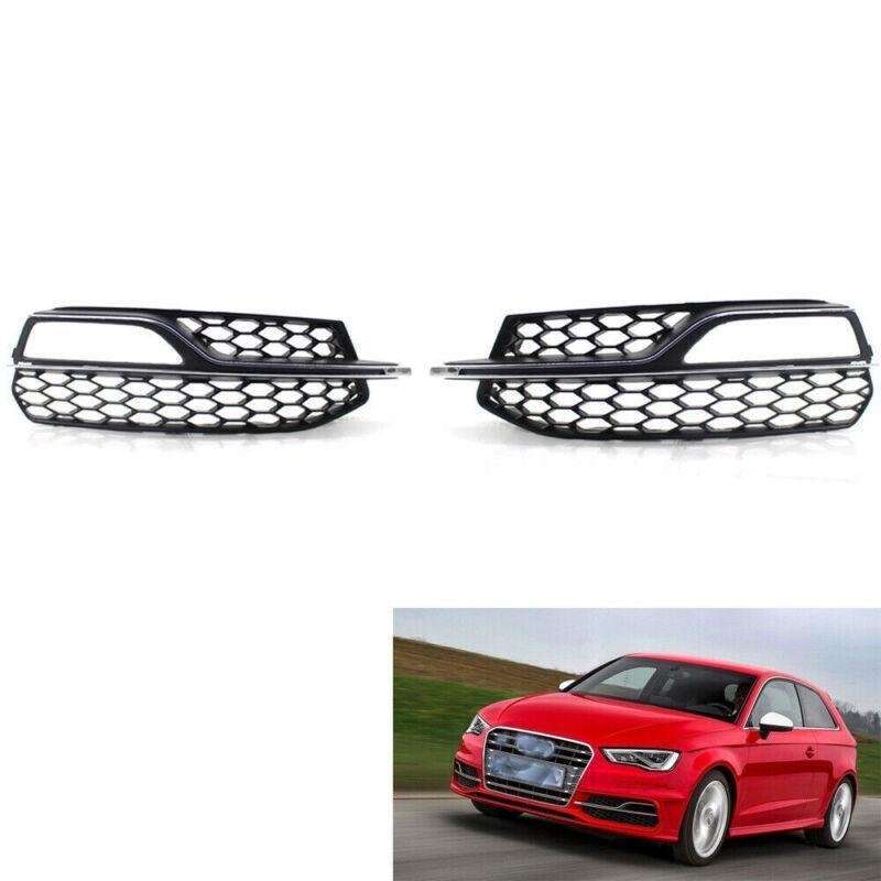 Fit For Audi A3 S-Line S3 2014-2016 Pair of Bumper Fog Light Chrome Grill Grille