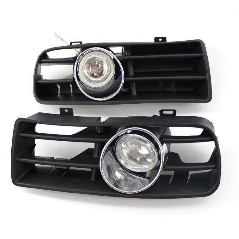 Pair of Front Bumper Grill Clear Lens Fog Light Grille for VW Golf MK4 97-03