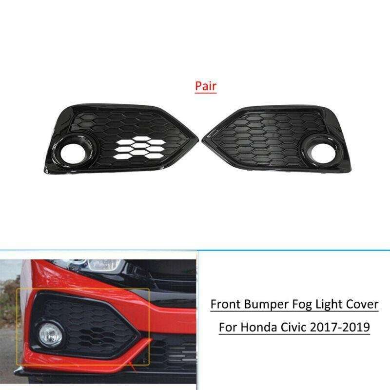 Pair Front Bumper Fog Light Trim Bezel Cover For 2017-2019 Honda Civic Hatchback