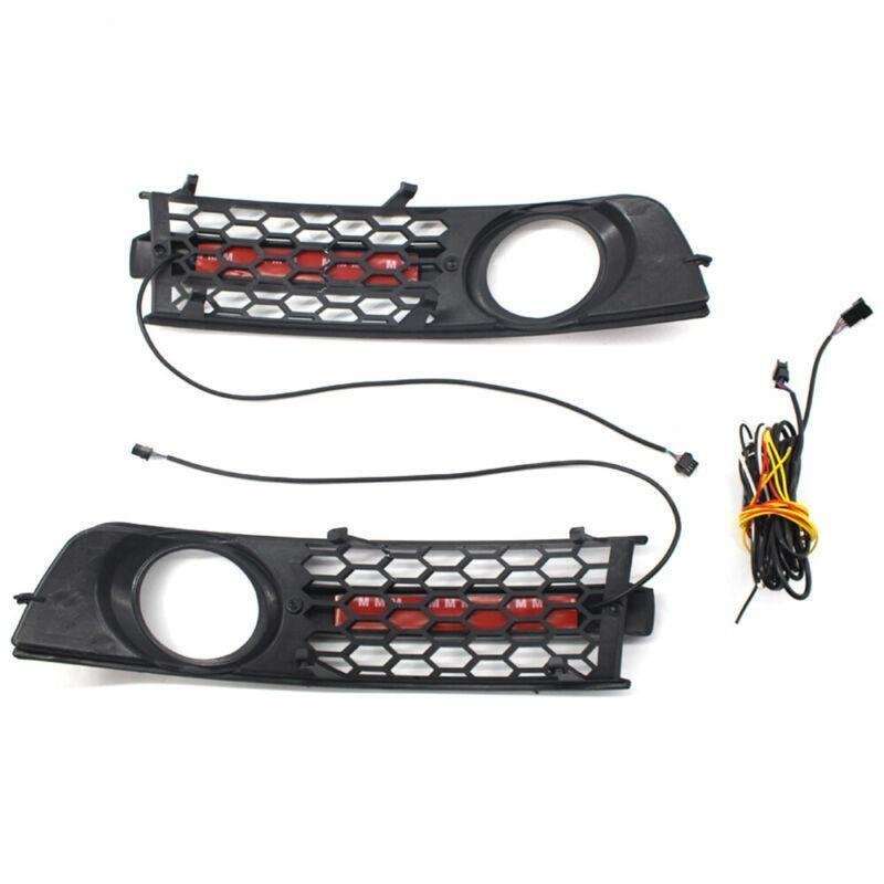 Honeycomb Front Bumper Lower Fog Light Grille w/ DRL Fit For Audi A4 B6 01-05